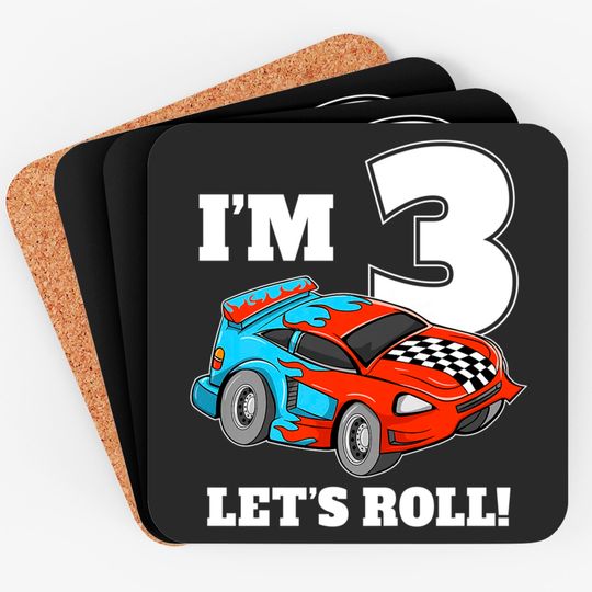 Discover Race Car 3rd Birthday Boy 3 Three Toddler Racing Car Driver Coaster