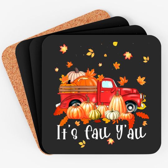 Discover It's Fall Y'all Pumpkins Print Maple Farm Coaster