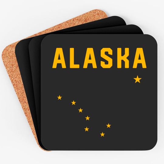 Discover I Love Alaska Minimalist State Flag Coaster
