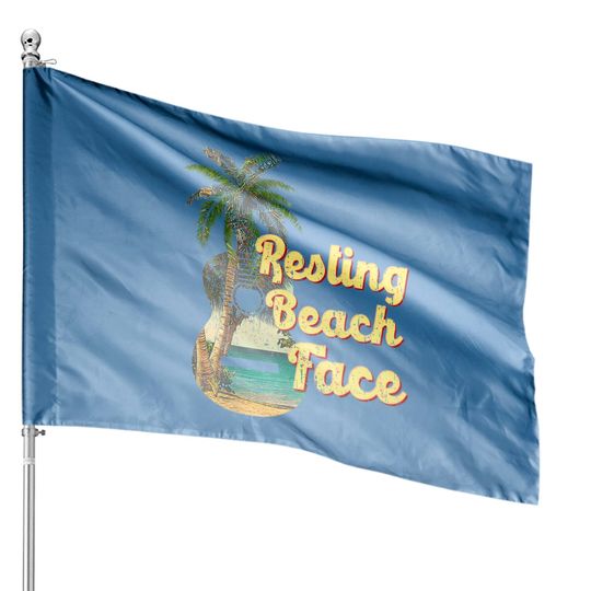 Discover Resting Beach Face House Flag Guitar Coconut Tree Tropical