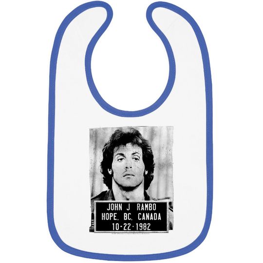 Discover Rambo Film Series John J. Rambo Canada 1982 Mugshot Black Adult Bibs Bib