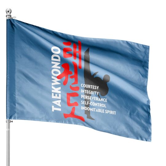 Discover Taekwondo Tenets Martial Arts Graphic House Flag