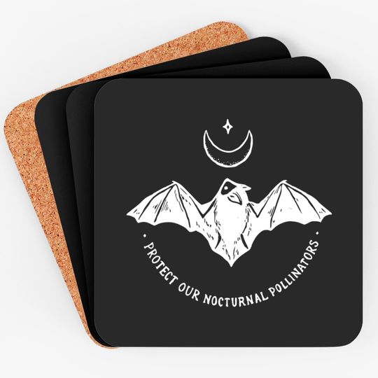 Discover Protect Our Nocturnal Polalinators Bat With Moon Halloween Coaster