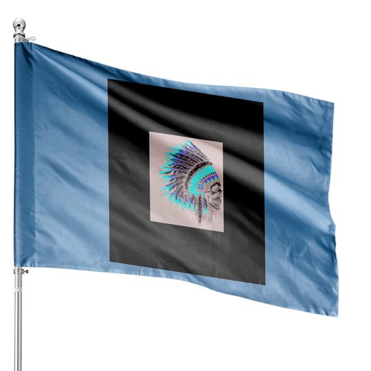 Discover Native American Indian Chief Skull Motorcycle Headdress House Flag