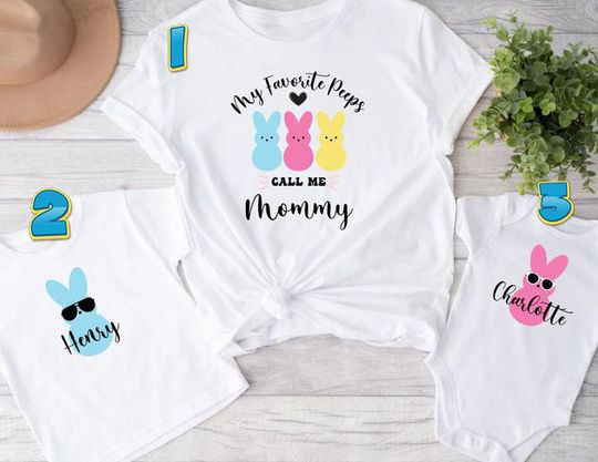 Discover My Favorite Peeps Call me Mom, Family Easter Shirts