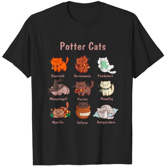 Discover Potter Cats t-shirt, Funny Gifts For Cat Lovers Tshirt