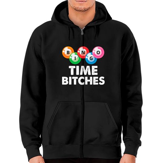 Discover Womens Bingo Time Bitches Funny Bingo Player Mom Grandma Zip Hoodies