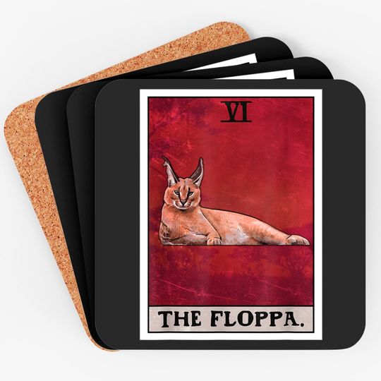 Discover Tarot Card Coasters The Floppa Caracal Cat Tarot Card Funny Meme