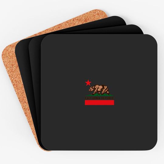 Discover California Bear Logo Coasters California State Bear Flag Logo Graphic