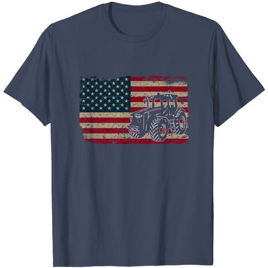 Discover Farmer Gif T-Shirt Tractors USA Flag Patriotic Farming Gift
