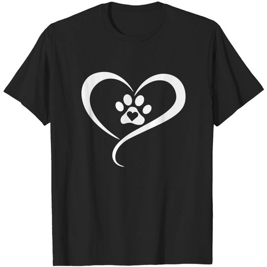 Discover Dog Paw Print Heart Gift T-Shirt for Dog Lovers