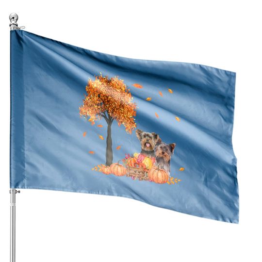 Discover Autumn Leaf Fall Dog Lover House Flag