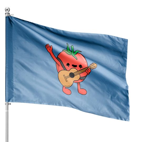 Discover Tomato Playing Guitar House Flag