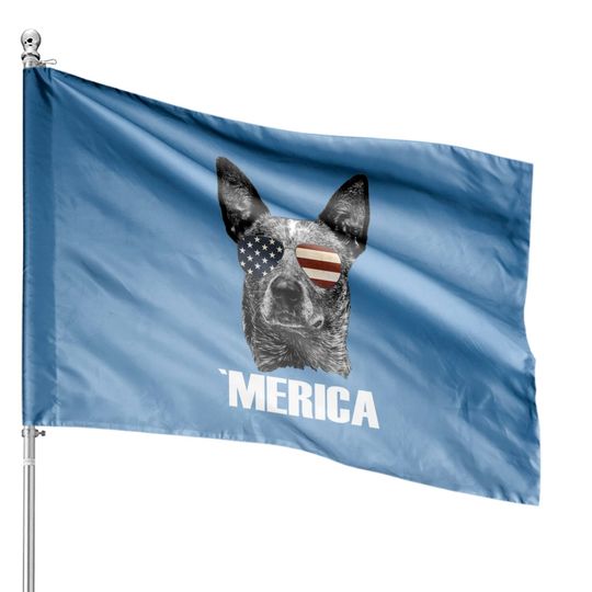 Discover Merica Australian Cattle Dog With Usa Flag Sunglasses House Flag