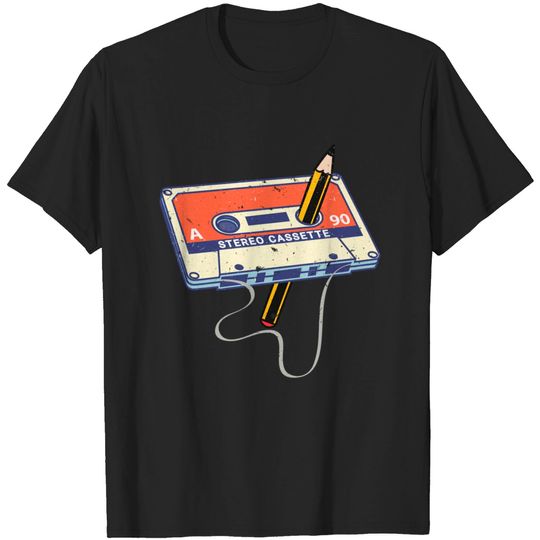 Discover Tape Cassette and a pencil 70's 80's and 90's Vintage T-Shirt