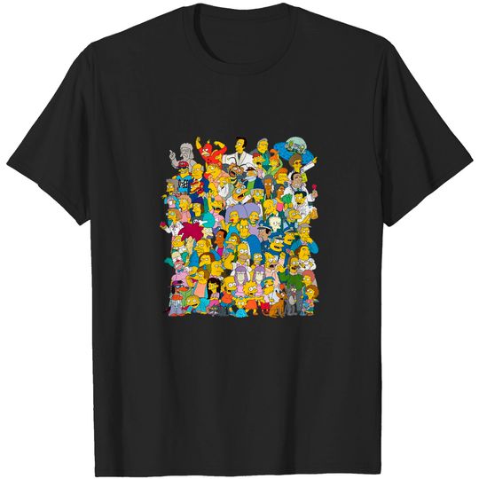 Discover Simpsons Springfield Citizens Montage Mash Up Bart Homer Adult T-Shirt