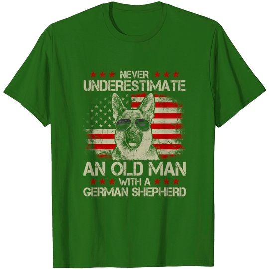 Discover Never Underestimate An Old Man German Shepherd Dog Tshirt