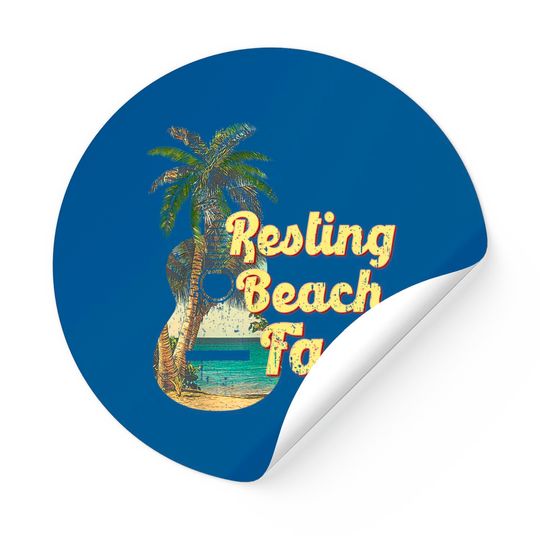 Discover Resting Beach Face Sticker Guitar Coconut Tree Tropical