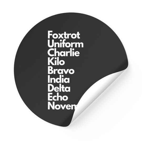 Discover Foxtrot Uniform Charlie Kilo Bravo India Delta Echo Nov Sticker
