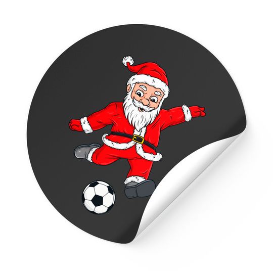 Discover Christmas Santa Claus Soccer Ball Xmas Sticker