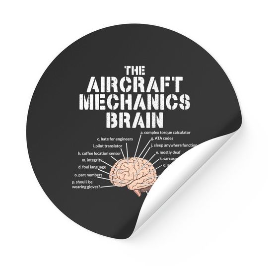 Discover Aircraft Mechanics Brain Sticker Aviation Gift Sticker