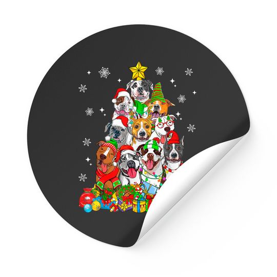 Discover Christmas Tree Lights Pitbull Dog Lover Xmas Pajama Sticker