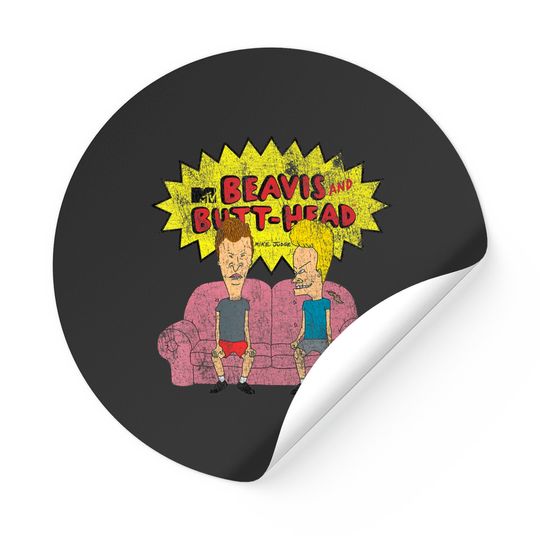 Discover Beavis And Butthead Sticker Distressed Couch Logo Graphic