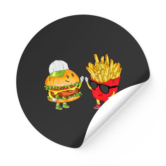 Discover Hamburger Fries High Five | Cool Fun Combo Snacks Funny Gift Sticker