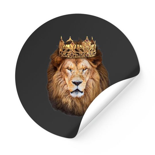 Discover Lion Head Golden Crown Art Canvas King Sticker