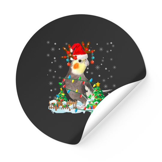 Discover Christmas Cockatiel Lover Santa Lights Sticker