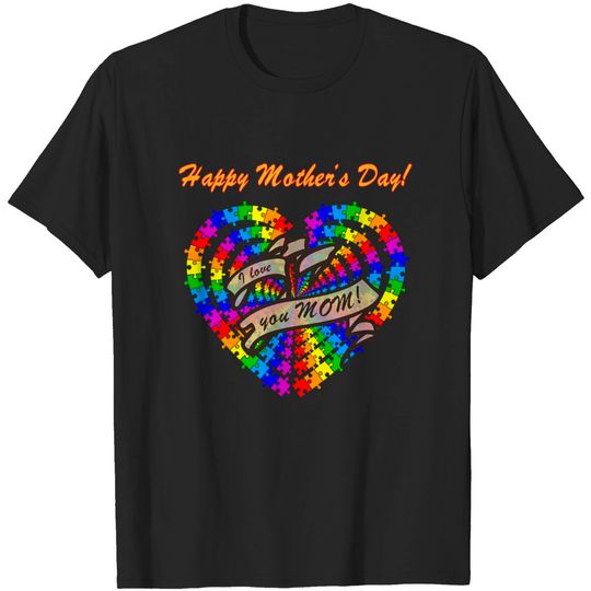 Discover Heart Puzzle Happy Mother's Day T-shirt