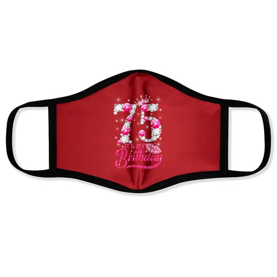 Discover It's My 75th Birthday Queen 75 Years Old Shoes Crown Diamond Face Masks