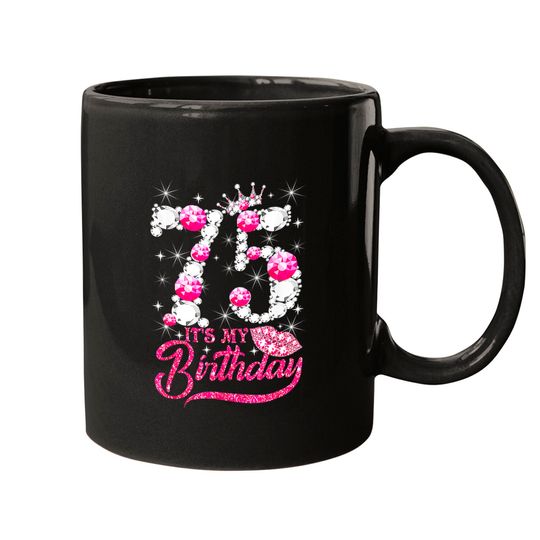 Discover It's My 75th Birthday Queen 75 Years Old Shoes Crown Diamond Mugs