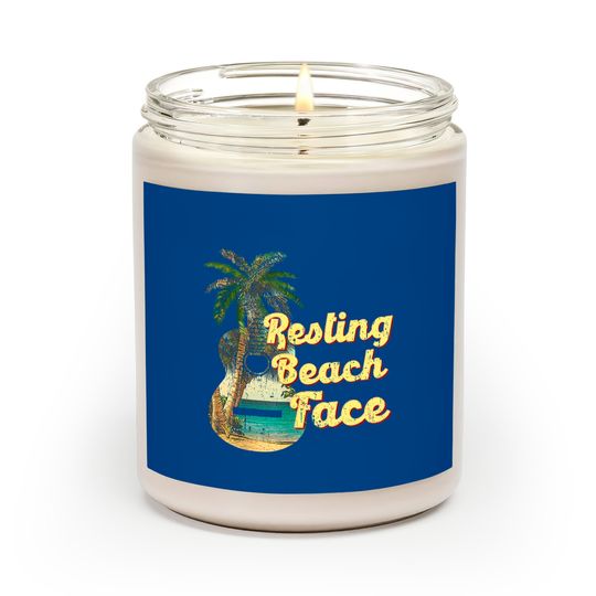Discover Resting Beach Face Scented Candles Guitar Coconut Tree Tropical