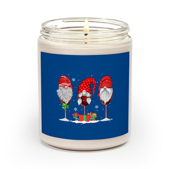 Discover Three Glasses Of Wines Christmas Gnomes Funny Holiday Gifts Scented Candles