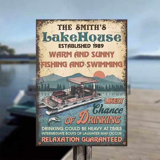 Discover Fishing And Swimming - Relaxation Guaranteed - Personalized Metal Sign