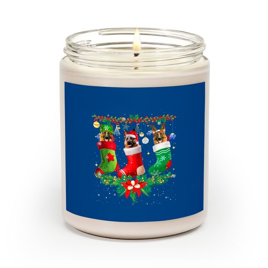 Discover German Shepherd Christmas Socks Tree Light Xmas Santa Hat Scented Candles