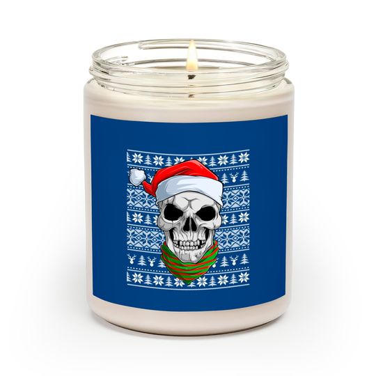 Discover Ugly Sweater Skull Face With Santa Hat Christmas Pajama Xmas Scented Candles