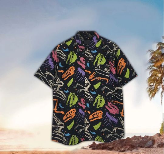 Discover Colorful Dinosaur Skulls Hawaiian Shirt