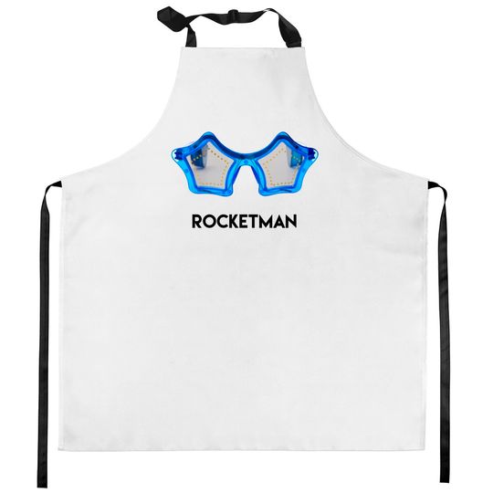 Discover Elton John Concert Kitchen Aprons. Rocketman with Blue sunglasses