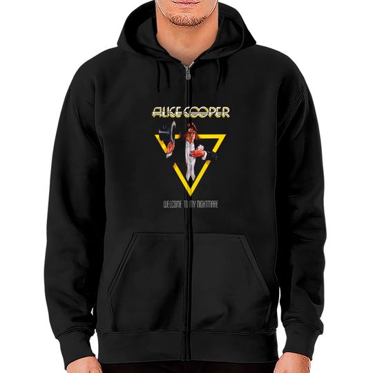 Discover Alice Cooper – Welcome To My Nightmare Yellow Triangle Zip Hoodies