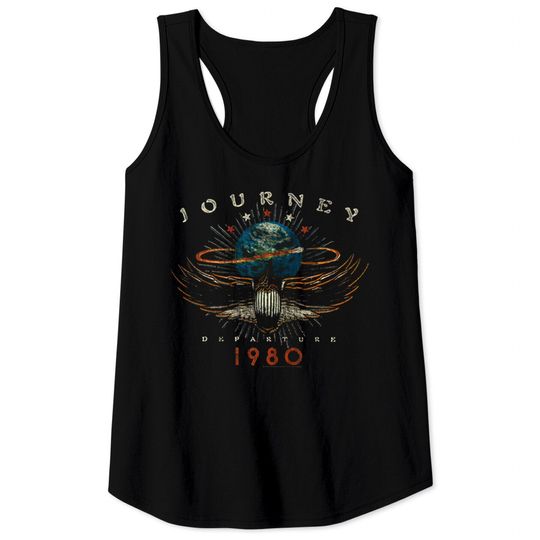 Discover Journey 1980 Black Womens Distressed Tank Tops Tee