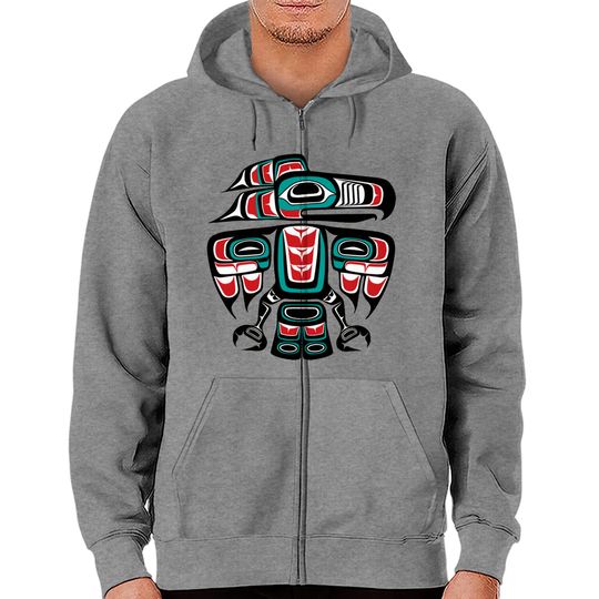 Discover Haida Tlingit Native Raven Totem - Native Raven - Zip Hoodies