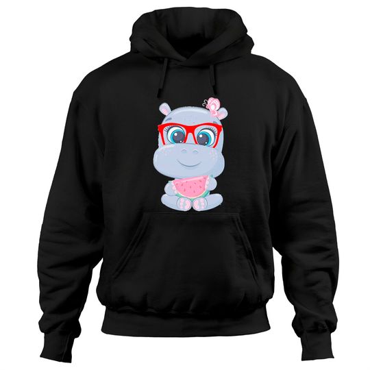Discover Toddlers Baby Girl Hippo with Glasses Hoodies