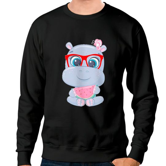 Discover Toddlers Baby Girl Hippo with Glasses Sweatshirts