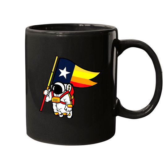 Discover Houston Champ Texas Flag Astronaut Space City Mugs
