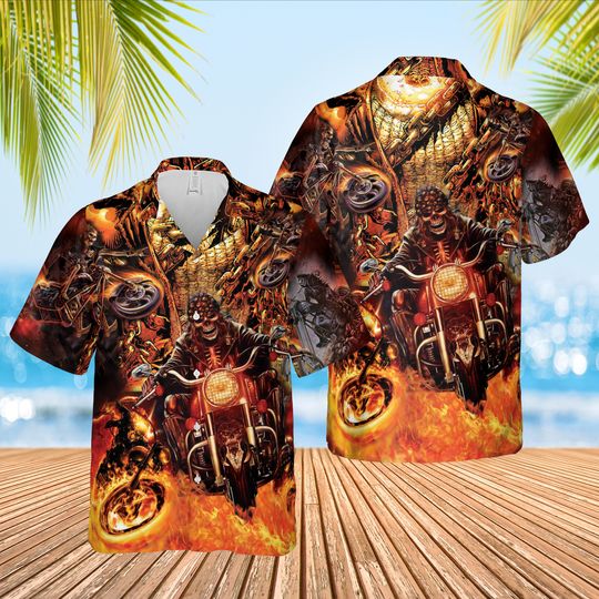 Discover Amazing Skull Motorcycle Racing Hawaiian Shirt