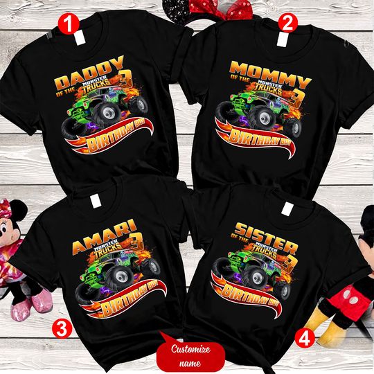 Discover Custom Hot Wheels Birthday Grave Monster Truck Birthday Shirt