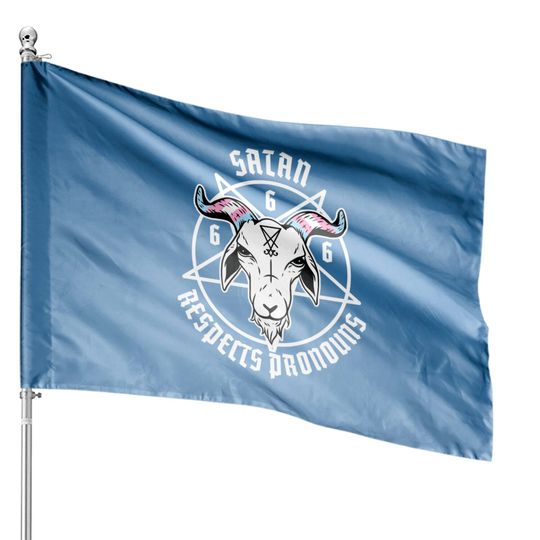 Discover Satan Respects Pronouns Transgender Pentagram Trans Flag House Flags