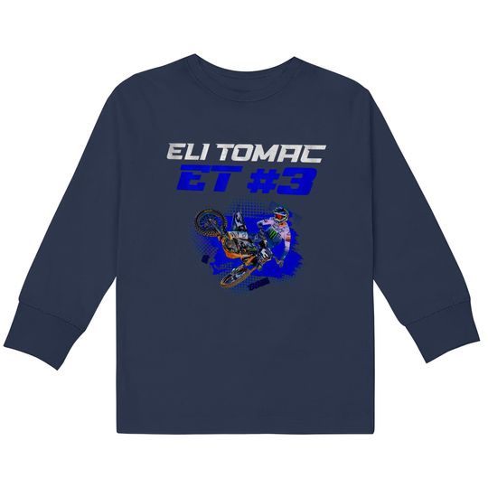 Discover Eli Tomac  Kids Long Sleeve T-Shirts, Eli Tomac 3, ET3 2022, Motorcycle Racer  Kids Long Sleeve T-Shirts